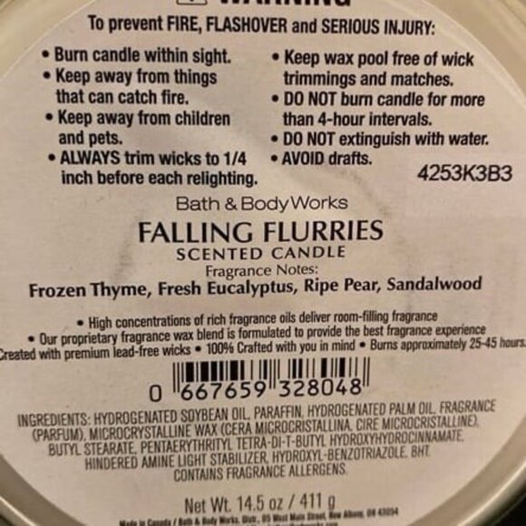 Bath & Body Works “Falling Flurries” New Winter Holiday 3 Wick Candle - Picture 6 of 7